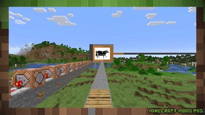 Анимированный GIF был создан в Minecraft с использованием 2D-анимации муара и красного камня. для Майнкрафт