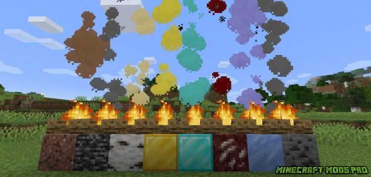 Мод Цветной Дым Colorful Campfire Smoke для Майнкрафт