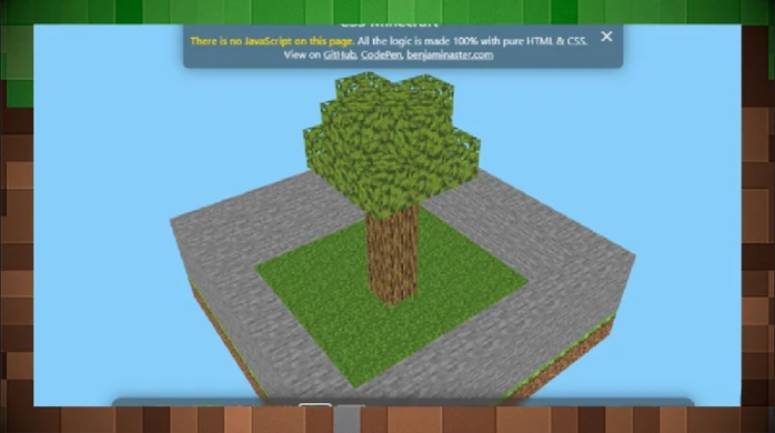 3D-клон Minecraft, полностью созданный из HTML и CSS.