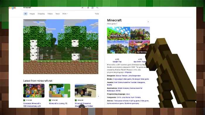 Мини-игра Minecraft появилась в Google для Майнкрафт