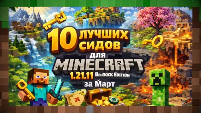 10 Лучших Сидов / Ключи для Майнкрафт ПЕ / Бедрок 1.21.11 за Март 2026