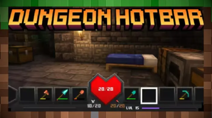 Мод Dungeon Hotbar панель доступа с Minecraft Dungeons