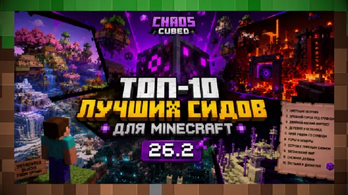 Топ 10 Сиды Майнкрафт 26.2 Chaos Cubed