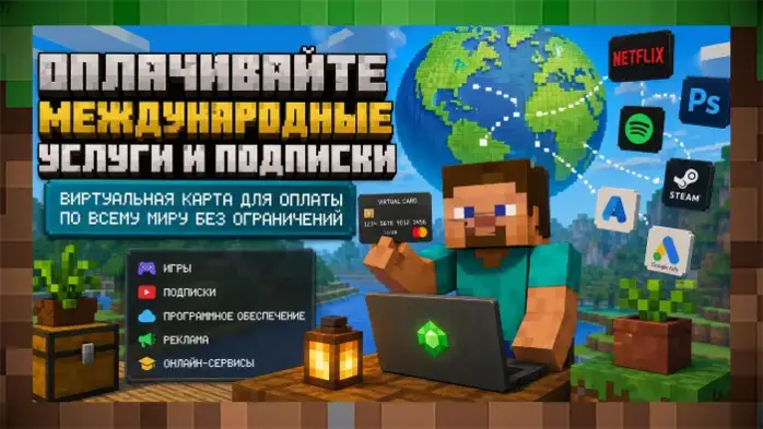 Оплата международных услуг и подписок виртуальной картой без ограничений