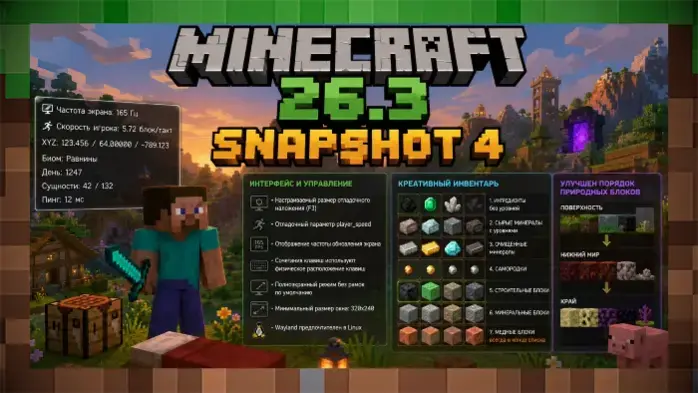 Скачать Minecraft 26.3 Snapshot