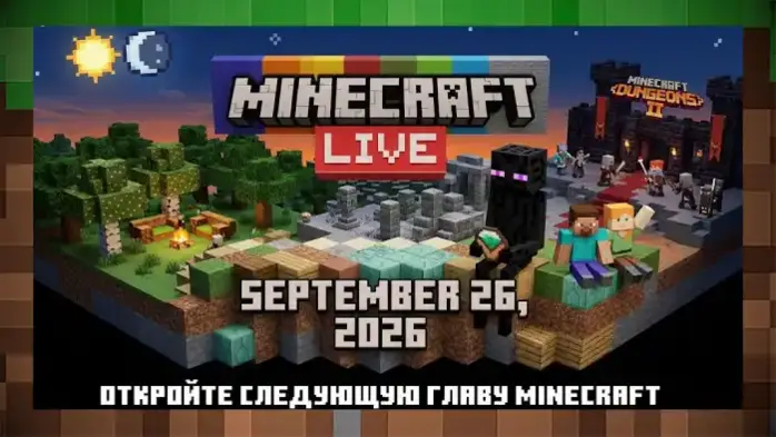 Minecraft Live вернется 26 сентября 2026 года.